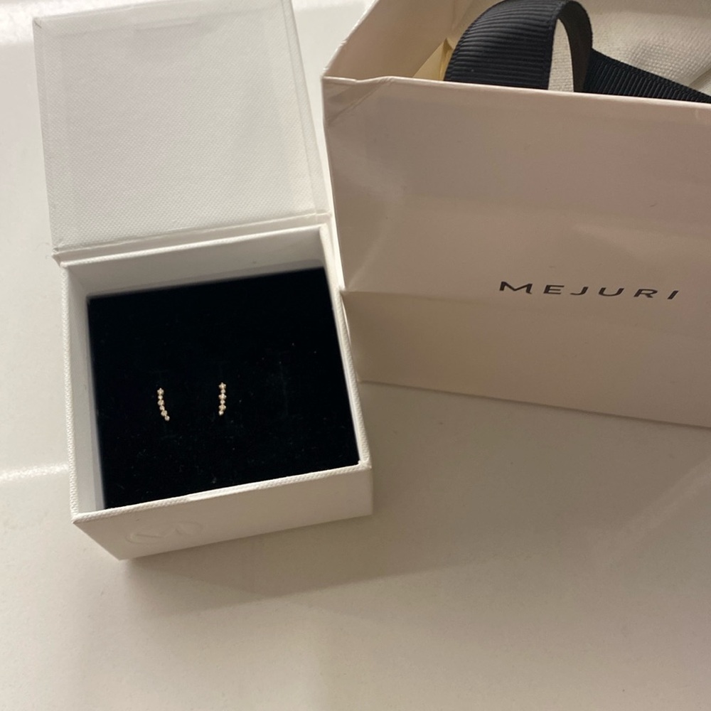 Mejuri Diamond Cluster Climber Studs 14k Yellow Gold and Diamonds